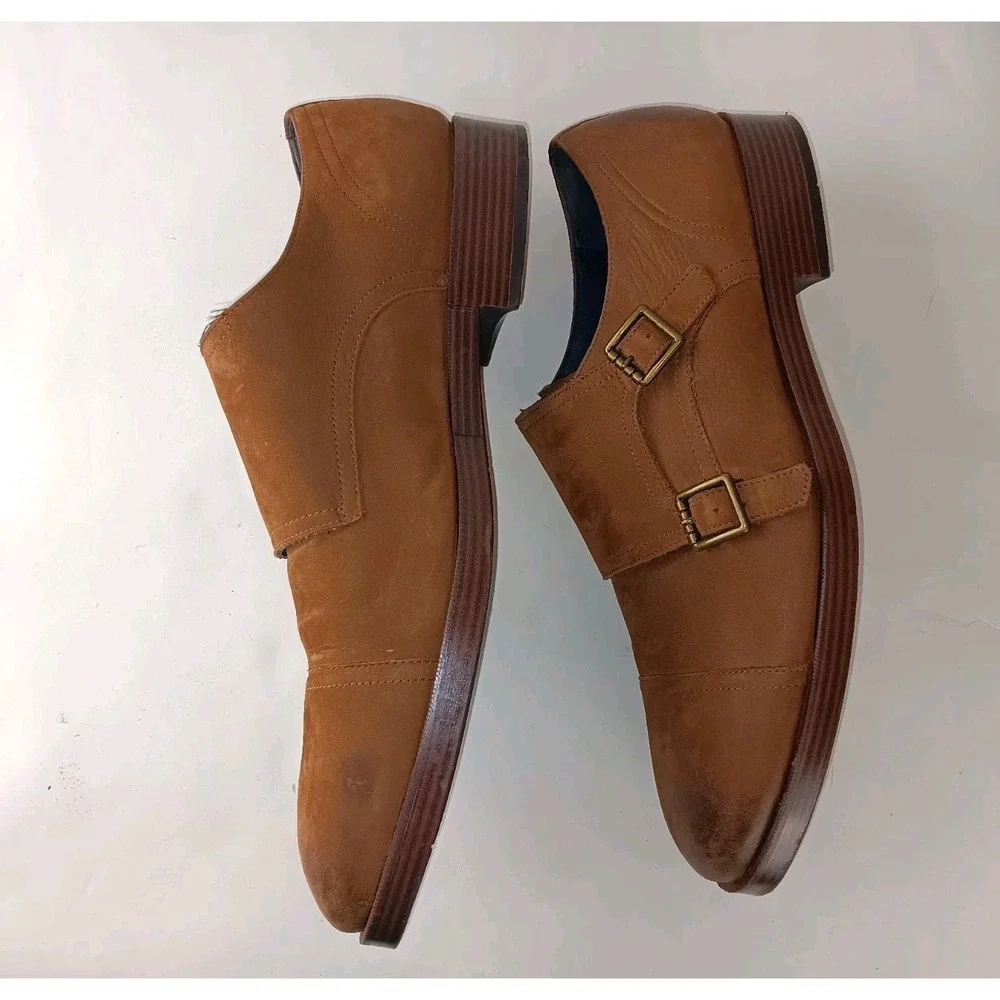 Cole Haan Oxford Mens sz 11 M Brown Double Monk Strap Leather Dress Shoes C26739